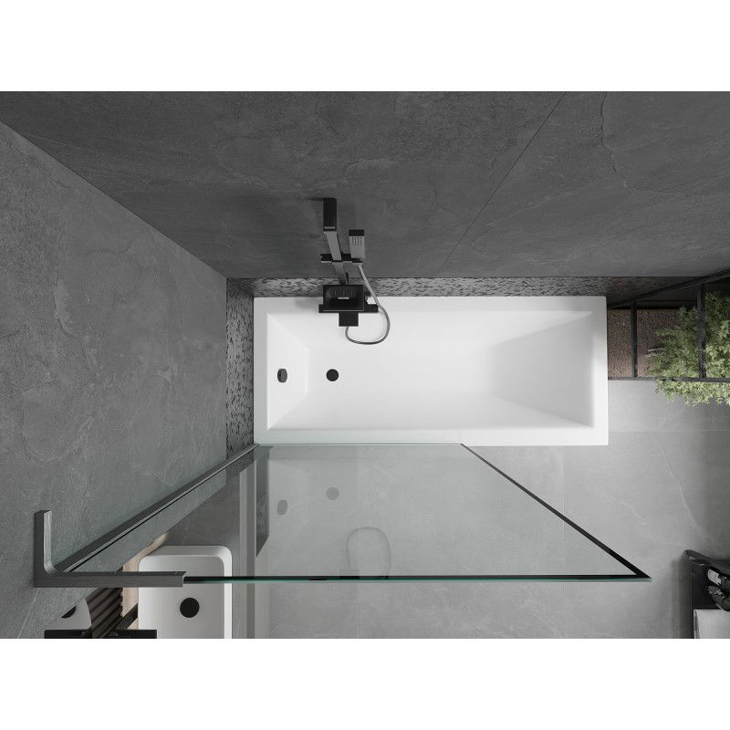 Mexen Next L Bath Screen 1-Panel 100 x 150 cm, Black Frame, Brushed Gun Gray - 895-100-000-03-70-66