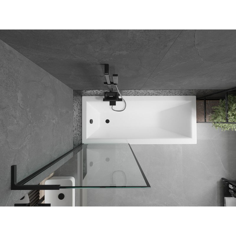 Mexen Next L bath screen 1-panel 70 x 150 cm, black frame, black - 895-070-000-03-70-70