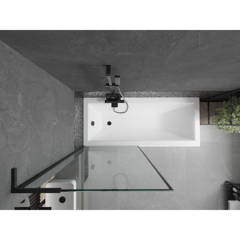 Mexen Next L Bath Screen 1-Panel 80 x 150 cm, Black Frame, Black - 895-080-000-03-70-70