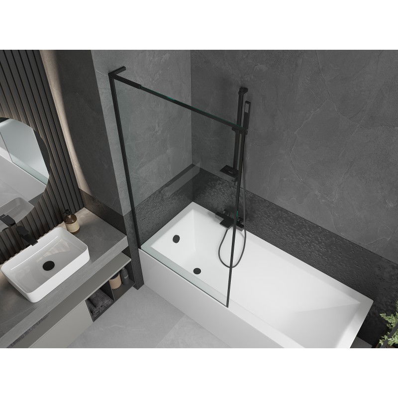 Mexen Next L bath screen 1-wing 90 x 150 cm, black frame, black - 895-090-000-03-70-70