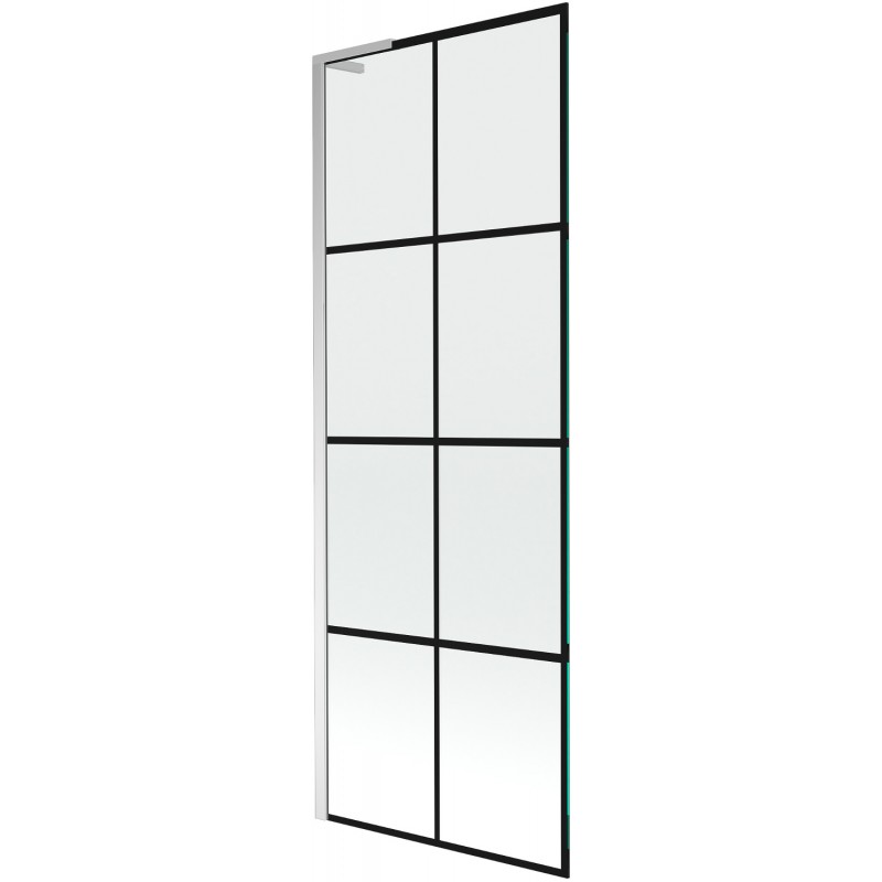 Mexen Next L Single-Leaf Bath Screen 70 x 150 cm, Black Grid, Chrome - 895-070-000-03-77-01