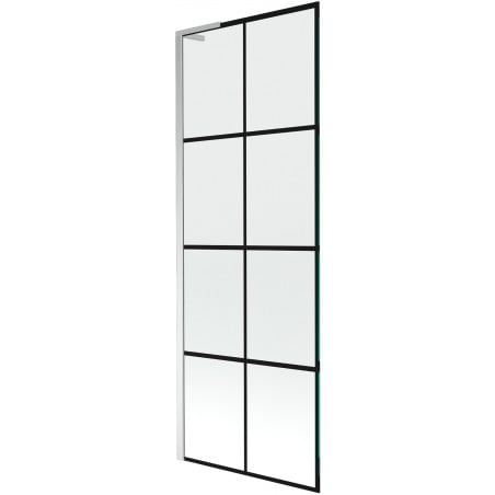 Mexen Next L Single-Leaf Bath Screen 70 x 150 cm, Black Grid, Chrome - 895-070-000-03-77-01