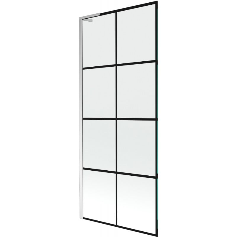Mexen Next L Bathtub Screen 1-Panel 80 x 150 cm, Black Pattern, Chrome - 895-080-000-03-77-01