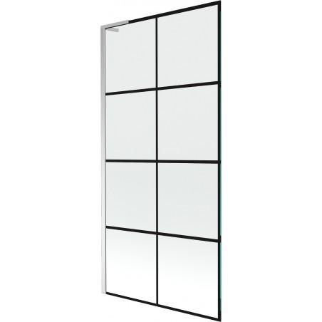 Mexen Next L single-paneled bath screen 90 x 150 cm, black pattern, chrome - 895-090-000-03-77-01
