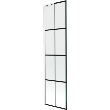 Mexen Next L bath screen 1-panel 50 x 150 cm, black pattern, white - 895-050-000-03-77-20