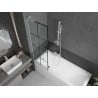 Mexen Next L bath screen 1-wing 60 x 150 cm, black grid, white - 895-060-000-03-77-20