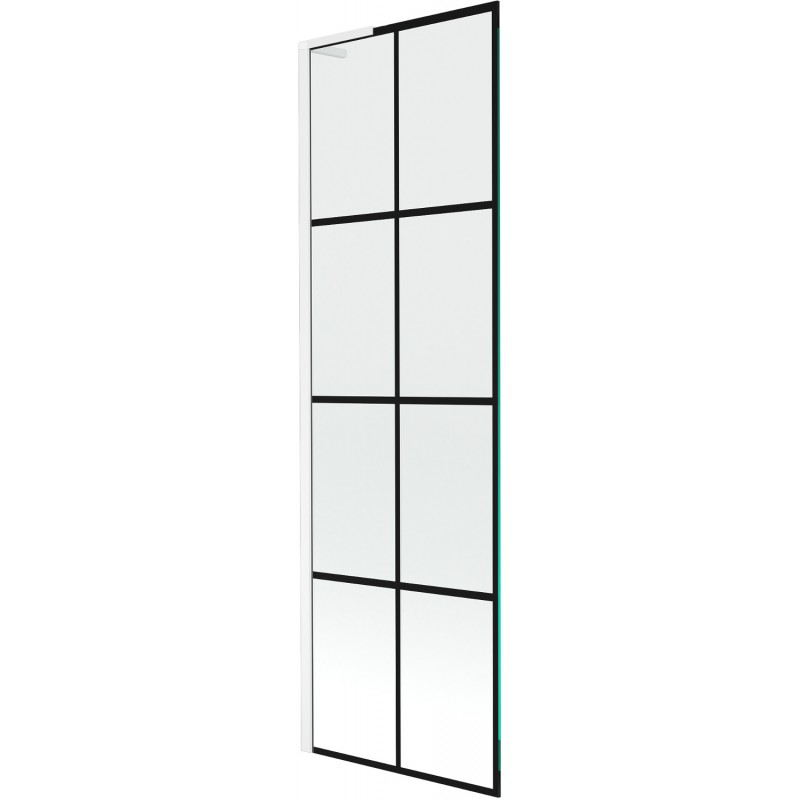 Mexen Next L bathtub screen, 1-wing, 60 x 150 cm, black pattern, white - 895-060-000-03-77-20