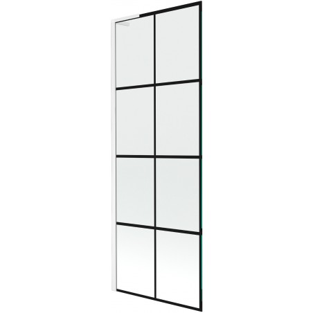 Mexen Next L bathtub screen, 1-winged 70 x 150 cm, black pattern, white - 895-070-000-03-77-20