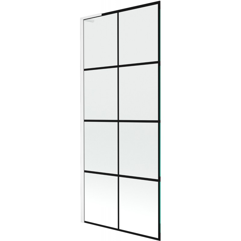 Mexen Next L bath screen 1-wing 80 x 150 cm, black pattern, white - 895-080-000-03-77-20