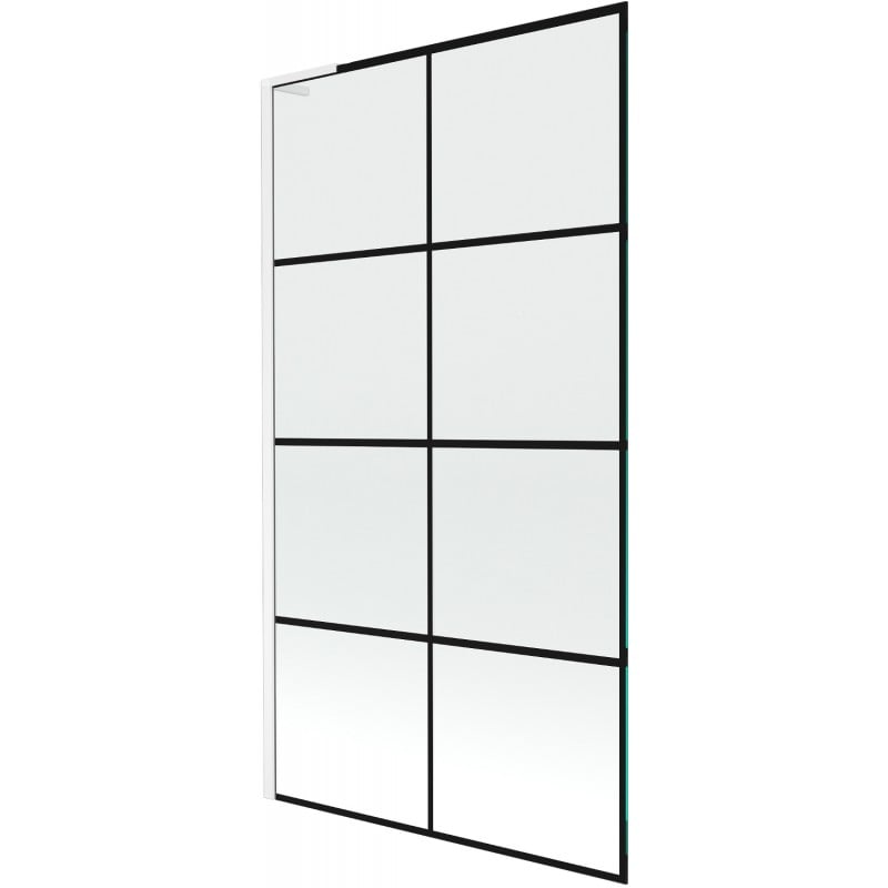 Mexen Next L Bathtub Screen 1-Panel 100 x 150 cm, Black Pattern, White - 895-100-000-03-77-20