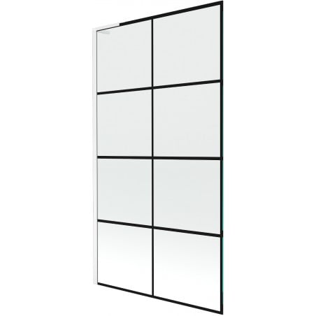 Mexen Next L Bathtub Screen 1-Panel 100 x 150 cm, Black Pattern, White - 895-100-000-03-77-20