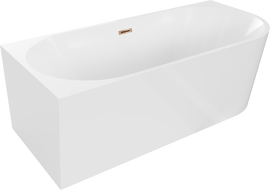 Mexen Mia corner freestanding bathtub left 150 x 75 cm, white, rose gold overflow - 52691507500L-60