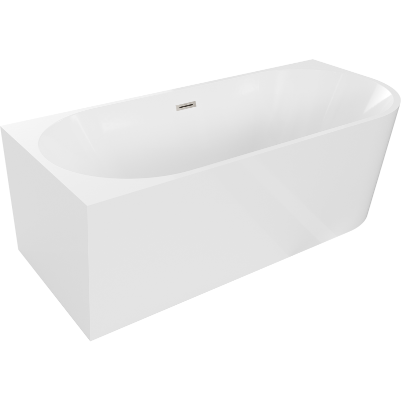 Mexen Mia freestanding corner bathtub left 150 x 75 cm, white, brushed nickel overflow - 52691507500L-97