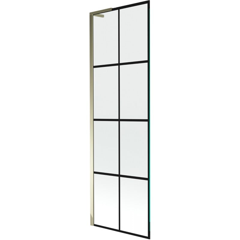 Mexen Next L 1-wing bath screen 60 x 150 cm, black grid, gold - 895-060-000-03-77-50