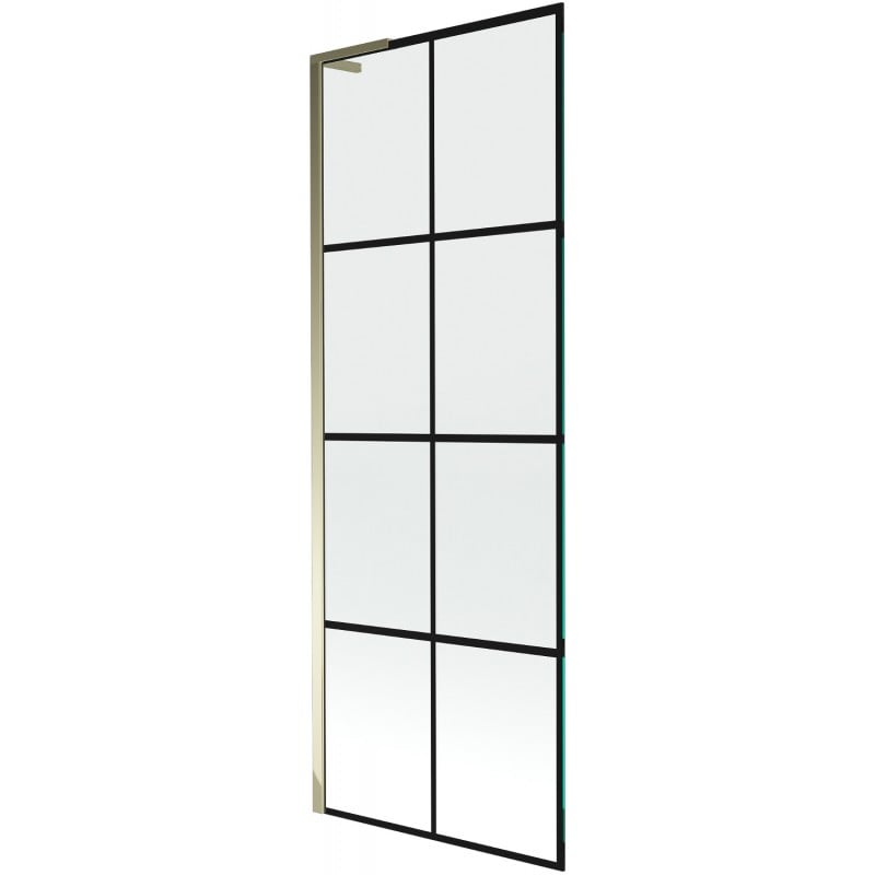 Mexen Next L bath screen single-panel 70 x 150 cm, black pattern, gold - 895-070-000-03-77-50
