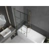 Mexen Next L Bathtub Screen 1-Wing 80 x 150 cm, Black Grid, Gold - 895-080-000-03-77-50