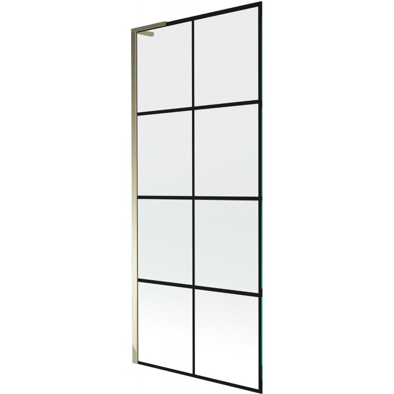 Mexen Next L Bathtub Screen 1-Leaf 80 x 150 cm, Black Pattern, Gold - 895-080-000-03-77-50
