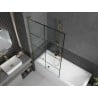 Mexen Next L 1-Panel Bath Screen 100 x 150 cm, Black Grid, Gold - 895-100-000-03-77-50