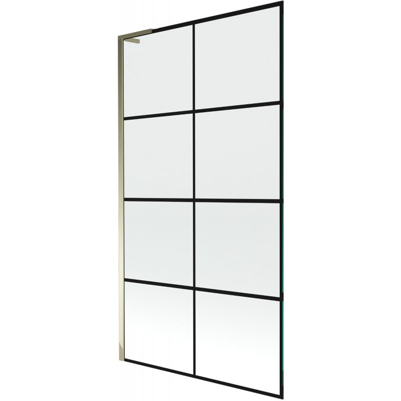 Mexen Next L Bathtub Screen 1-Panel 100 x 150 cm, Black Pattern, Gold - 895-100-000-03-77-50