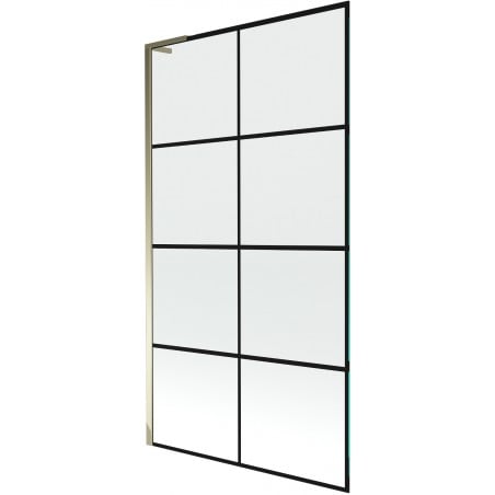 Mexen Next L Bathtub Screen 1-Panel 100 x 150 cm, Black Pattern, Gold - 895-100-000-03-77-50