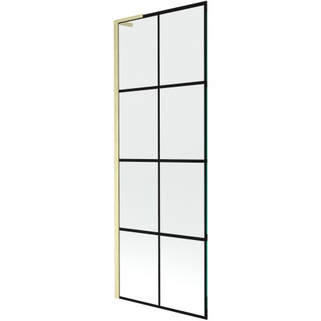 Mexen Next L Bathtub Screen 1-Panel 70 x 150 cm, Black Pattern, Brushed Gold - 895-070-000-03-77-55