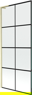 Mexen Next L 1-wing Bath Screen 80 x 150 cm, Black Grid, Brushed Gold - 895-080-000-03-77-55