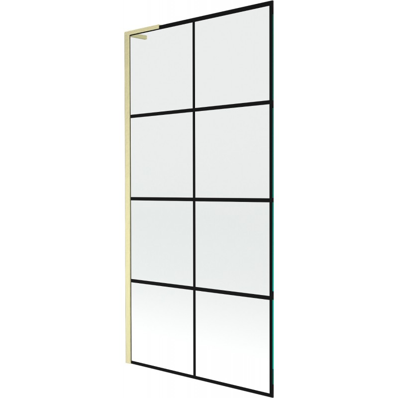 Mexen Next L 1-wing Bathtub Screen 90 x 150 cm, Black Pattern, Brushed Gold - 895-090-000-03-77-55