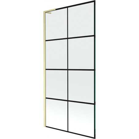 Mexen Next L 1-wing Bathtub Screen 90 x 150 cm, Black Pattern, Brushed Gold - 895-090-000-03-77-55
