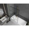 Mexen Next L Bathtub Screen 1-Leaf 100 x 150 cm, Black Grid, Brushed Gold - 895-100-000-03-77-55
