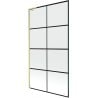 Mexen Next L Bathtub Screen 1-Leaf 100 x 150 cm, Black Grid, Brushed Gold - 895-100-000-03-77-55