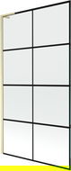 Mexen Next L Bathtub Screen 1-Leaf 100 x 150 cm, Black Grid, Brushed Gold - 895-100-000-03-77-55