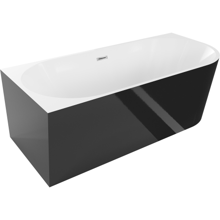 Mexen Mia freestanding left corner bathtub 150 x 75 cm, white/black, chrome overflow - 52691507575L-01