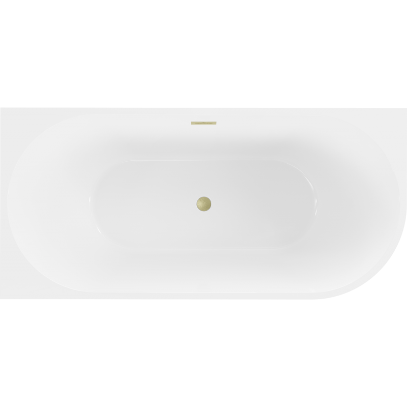 Mexen Mia free-standing corner bathtub left 150 x 75 cm, white/black, brushed gold overflow - 52691507575L-55