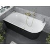 Mexen Mia free-standing corner bathtub left 150 x 75 cm, white/black, brushed gold overflow - 52691507575L-55