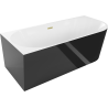 Mexen Mia freestanding corner bathtub left 150 x 75 cm, white/black, brushed gold overflow - 52691507575L-55