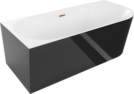Mexen Mia freestanding left corner bathtub 150 x 75 cm, white/black, rose gold overflow - 52691507575L-60