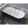 Mexen Mia freestanding corner bathtub left 150 x 75 cm, white/black, gun gray brushed overflow - 52691507575L-66