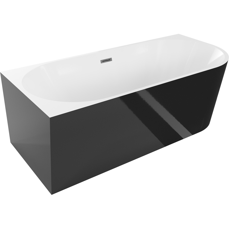 Mexen Mia freestanding corner bathtub left 150 x 75 cm, white/black, gun gray brushed overflow - 52691507575L-66