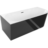 Mexen Mia freestanding corner bathtub left 150 x 75 cm, white/black, brushed gun gray overflow - 52691507575L-66