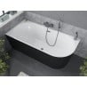 Mexen Mia freestanding corner left bathtub 150 x 75 cm, white/black, gun metal overflow - 52691507575L-95