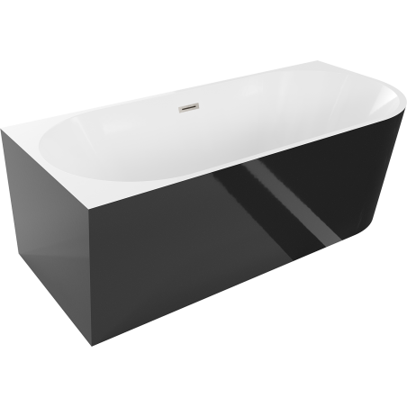 Mexen Mia freestanding left corner bathtub 150 x 75 cm, white/black, brushed nickel overflow - 52691507575L-97
