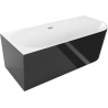 Mexen Mia freestanding corner bath left 150 x 75 cm, white/black, brushed nickel overflow - 52691507575L-97