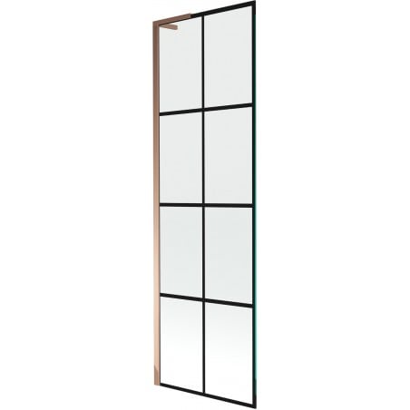 Mexen Next L 1-wing bath screen 60 x 150 cm, black grid, rose gold - 895-060-000-03-77-60
