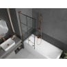Mexen Next L 1-wing bath screen 70 x 150 cm, black grid, pink gold - 895-070-000-03-77-60