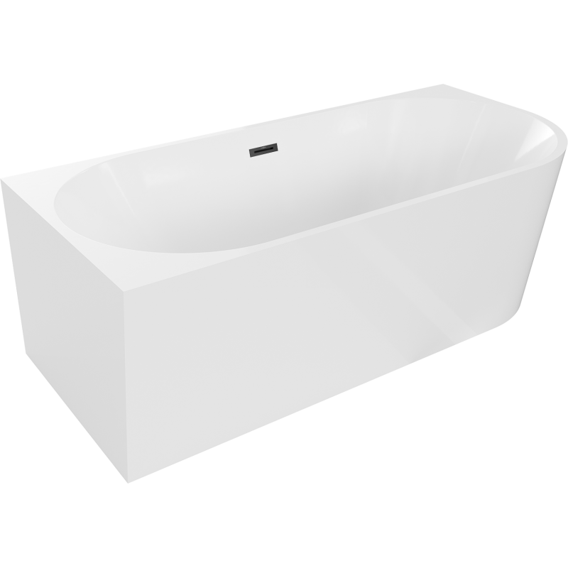 Mexen Mia freestanding corner bathtub left 150 x 75 cm, white, black overflow - 52691507500L-70