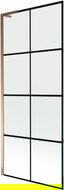 Mexen Next L bath screen, 1-wing 80 x 150 cm, black pattern, rose gold - 895-080-000-03-77-60