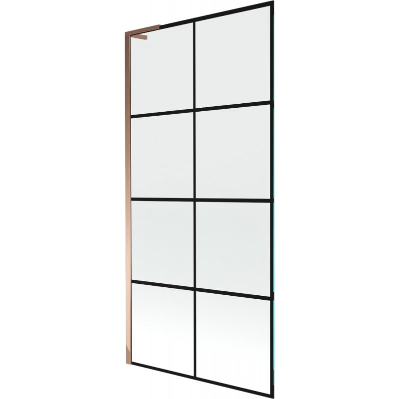 Mexen Next L bathtub screen 1-wing 90 x 150 cm, black pattern, rose gold - 895-090-000-03-77-60