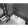 Mexen Next L 1-panel bath screen 100 x 150 cm, black grid, rose gold - 895-100-000-03-77-60