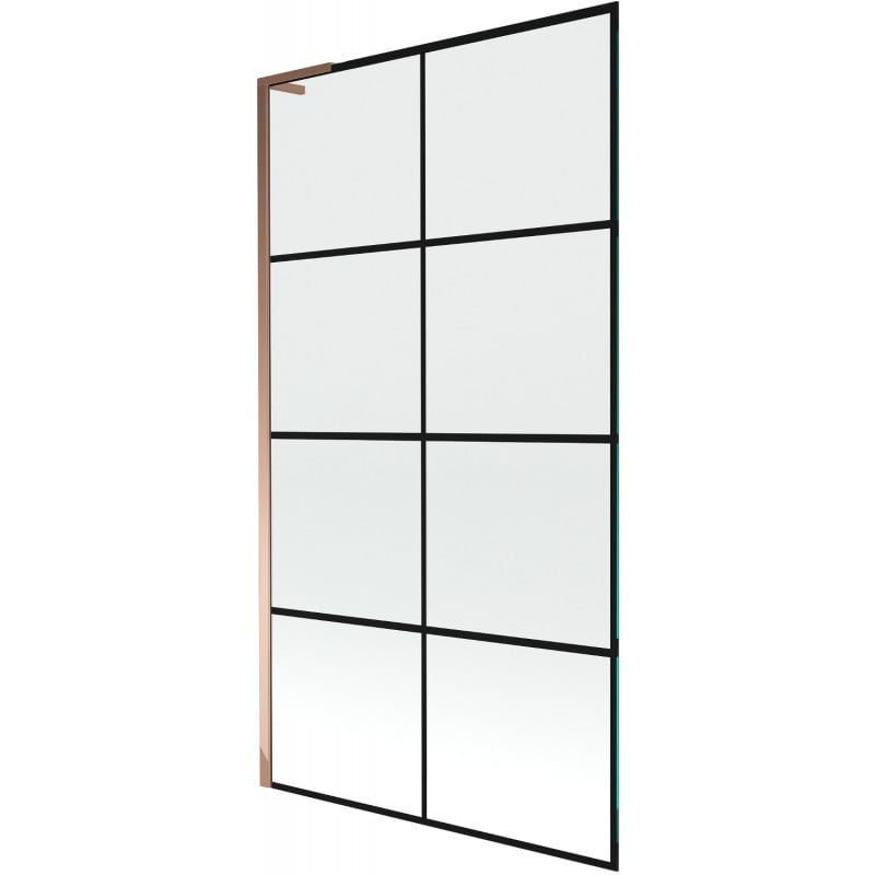 Mexen Next L bathtub screen 1-panel 100 x 150 cm, black pattern, rose gold - 895-100-000-03-77-60
