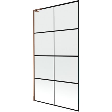 Mexen Next L 1-panel bath screen 100 x 150 cm, black grid, rose gold - 895-100-000-03-77-60